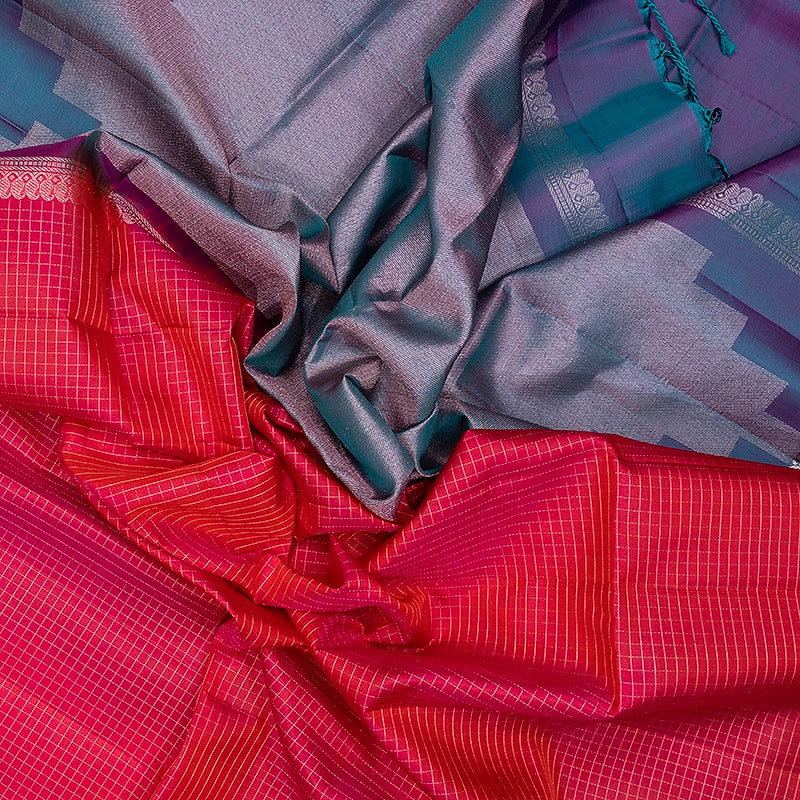 Hayagrivas Pink Handloom Soft Silk Saree KBF536G3-3