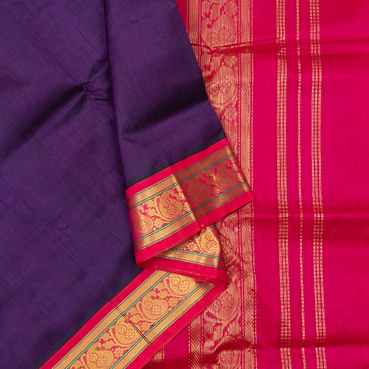 Hayagrivas Deep Purple Pure Silk Cotton Saree SSCBF34D1-23