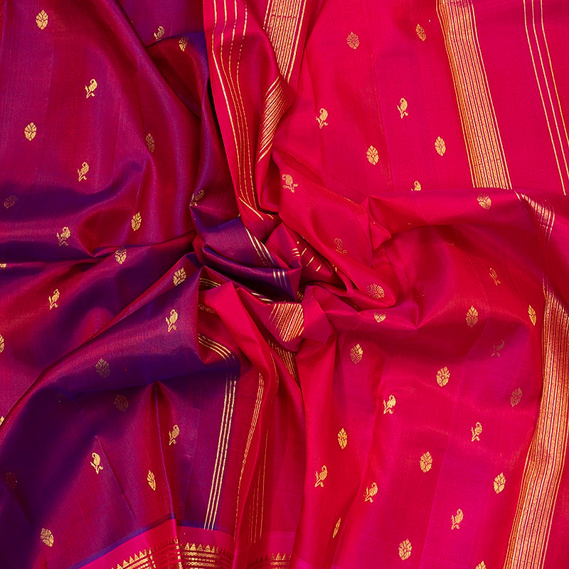 Hayagrivas Wine Maroon Pure One-sided Border Kanjivaram Silk Saree KBF703G1-21
