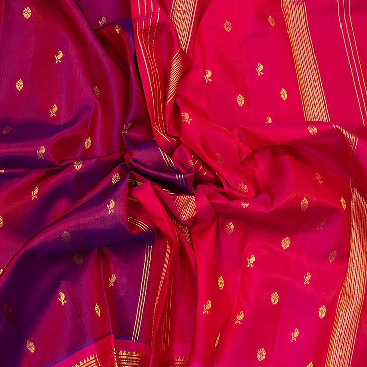 Hayagrivas Wine Maroon Pure One-sided Border Kanjivaram Silk Saree KBF703G1-21