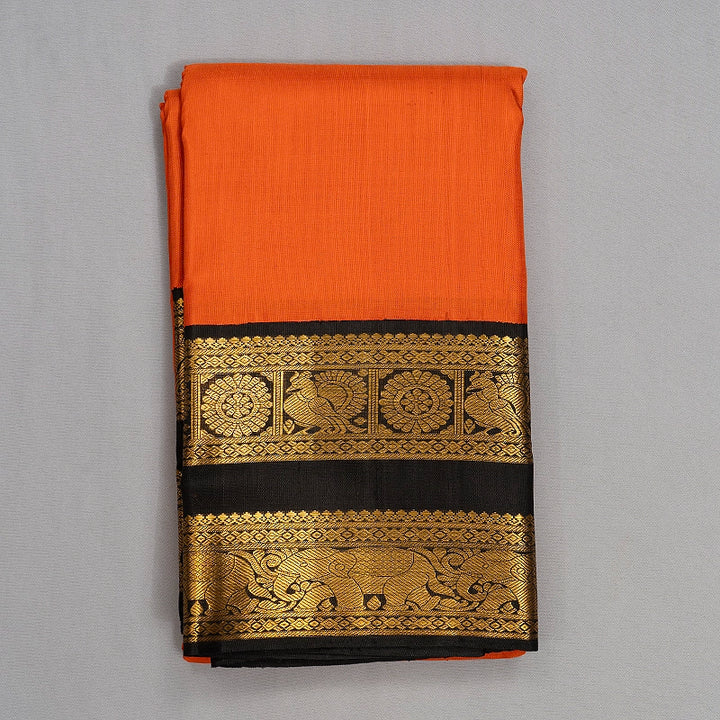 Hayagrivas Handloom Fanta Orange Kanjivaram Silk Saree with Black Border KBF186E2-1