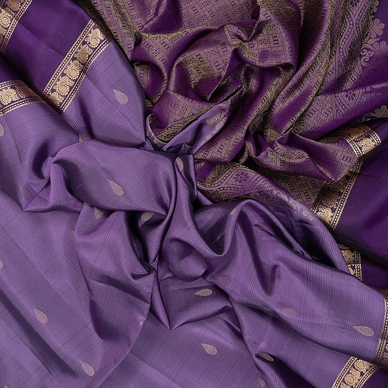 Hayagrivas Lavender Handloom Soft Silk Saree KBF532G4-4