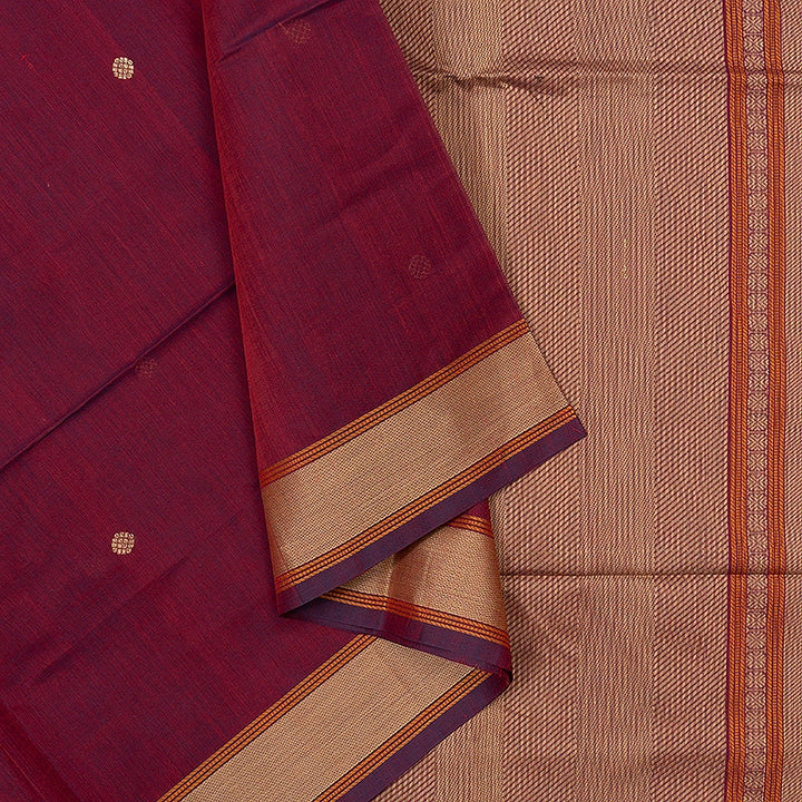 Hayagrivas Maroon Handloom Kanchi Cotton Saree SSCBF103F14-1
