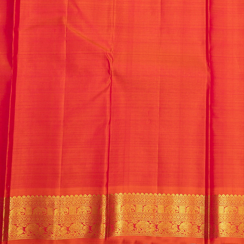 Hayagrivas Handloom Bottle Green Kanjivaram Silk Saree with Orangish-Pink Border KBF307E4-1