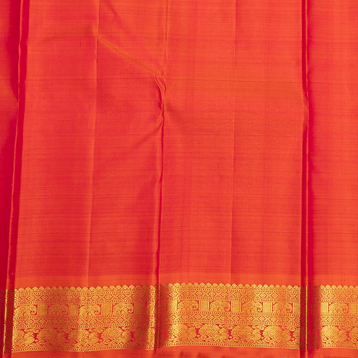 Hayagrivas Handloom Bottle Green Kanjivaram Silk Saree with Orangish-Pink Border KBF307E4-1