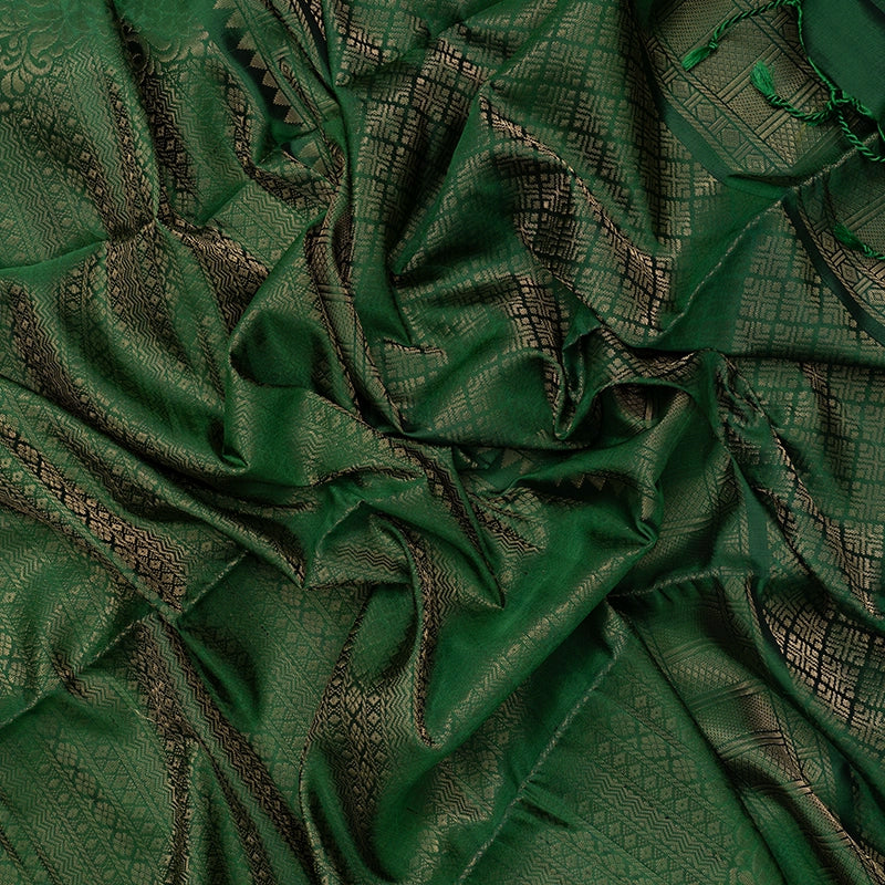 Hayagrivas Leaf Green Handloom Soft Silk Saree KSBE85A40-2