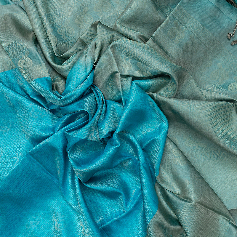 Hayagrivas Sky Blue Handloom Soft Silk Saree KBE2106A31-3