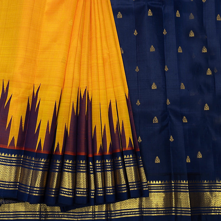 Hayagrivas Mambazham Orange Pure One-sided border Kanjivaram Silk Saree KBF514F2-17