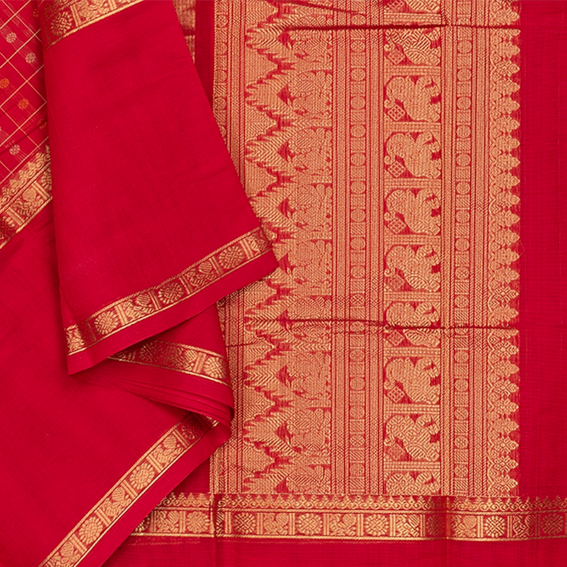 Hayagrivas Redish Pink Handloom Kanchi Cotton Saree SSCBF66E8-1