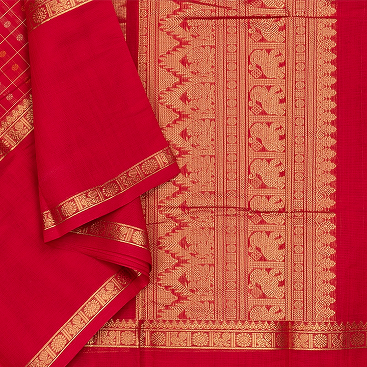 Hayagrivas Redish Pink Handloom Kanchi Cotton Saree SSCBF66E8-1