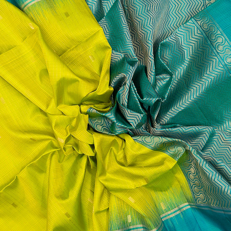 Hayagrivas Fluorescent Green Handloom Soft Silk Saree KBF566G5-1