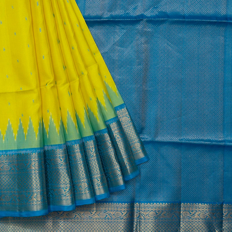 Hayagrivas Lemon Yellow Handloom Soft Silk Saree KBE2189A1-5