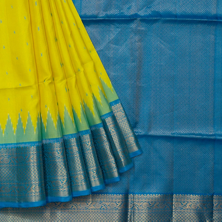 Hayagrivas Lemon Yellow Handloom Soft Silk Saree KBE2189A1-5