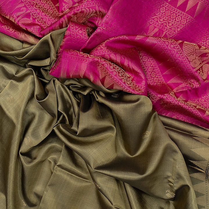 Hayagrivas Elephant Grey Handloom Soft Silk Saree KBF553G2-1