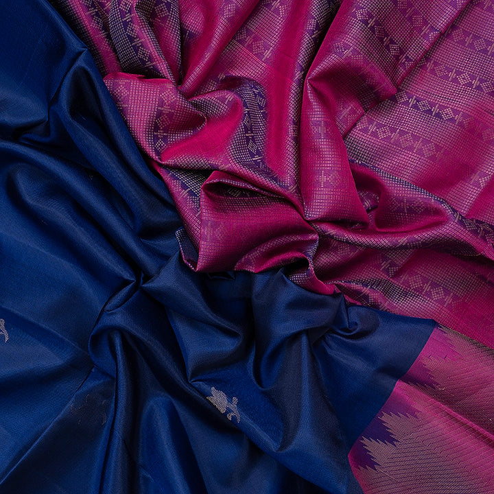 Hayagrivas Royal Blue Handloom Soft Silk Saree KBF553G1-1