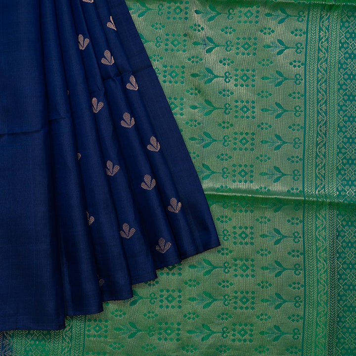 Hayagrivas Dark Blue Handloom Soft Silk Saree KBE2106A43-1