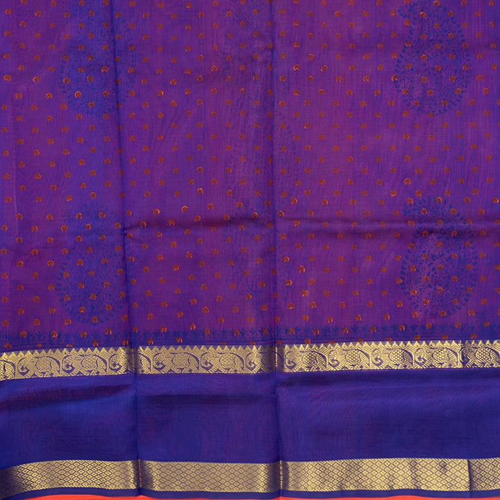 Hayagrivas Peach Pink Pure Printed Silk Cotton Saree HBF195E4-2
