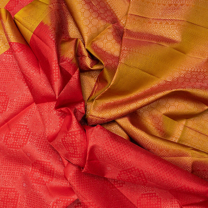 Hayagrivas Red Handloom Soft Silk Saree KBF534G10-1