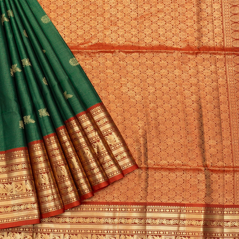 Hayagrivas Bottle Green Handloom Soft Silk Saree KBF533G2-2