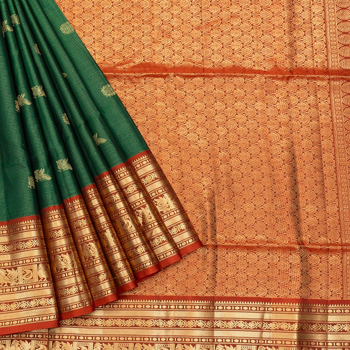 Hayagrivas Bottle Green Handloom Soft Silk Saree KBF533G2-2