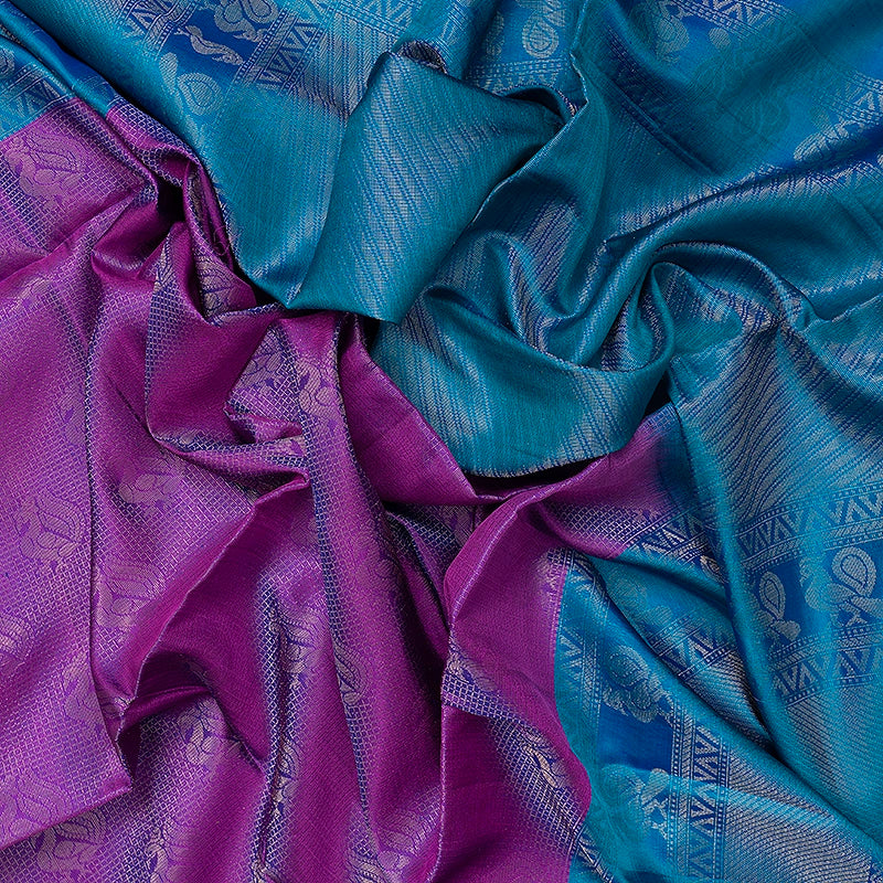 Hayagrivas Purple Handloom Soft Silk Saree KBE2106A31-2