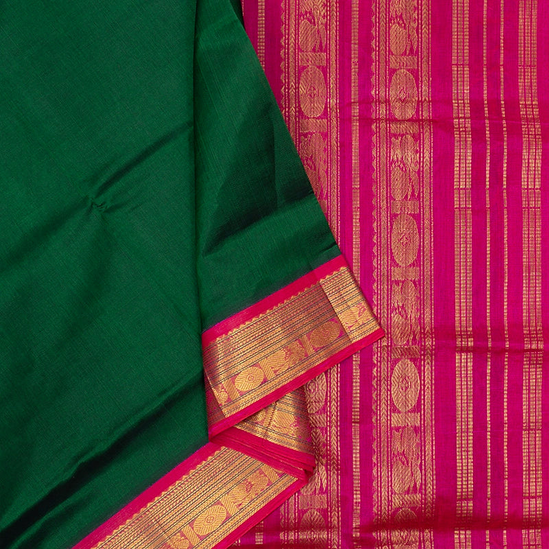 Hayagrivas Bottle Green Pure Silk Cotton Saree SSCBF56E9-20