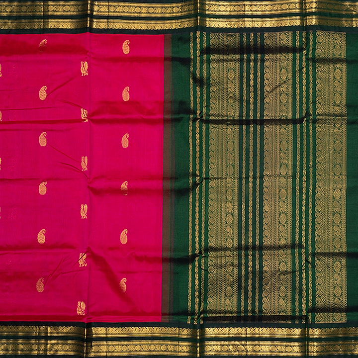 Hayagrivas Red Pure Silk Cotton Saree KBE2283B2-4
