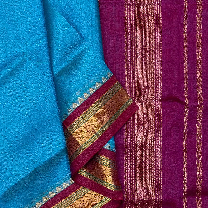 Hayagrivas Sky Blue Pure Silk Cotton Saree KBE783H1-4