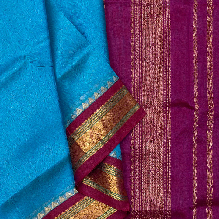 Hayagrivas Sky Blue Pure Silk Cotton Saree KBE783H1-4