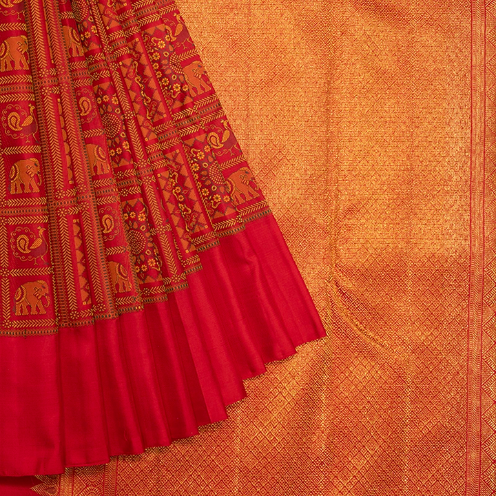 Hayagrivas Handloom Red Kanjivaram Silk Saree KBF221E1-1