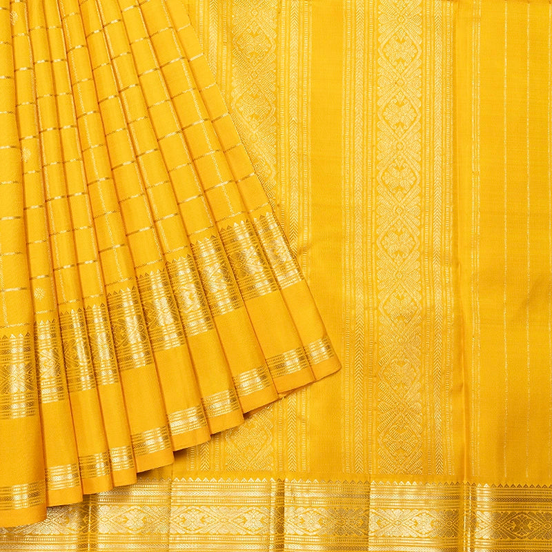 Hayagrivas Handloom Yellow Kanjivaram Silk Saree KBF436F1-1