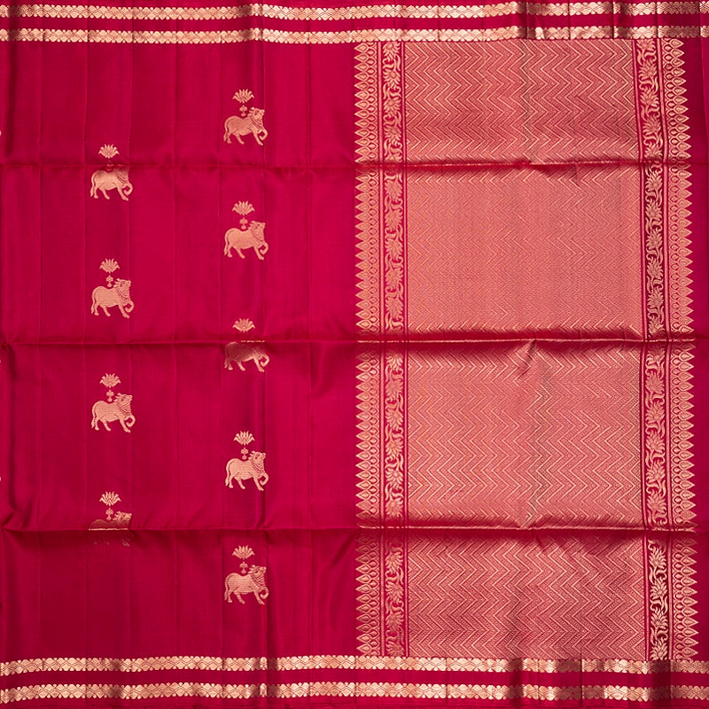 Hayagrivas Reddish-Pink Handloom Soft Silk Saree KBF883H20-4