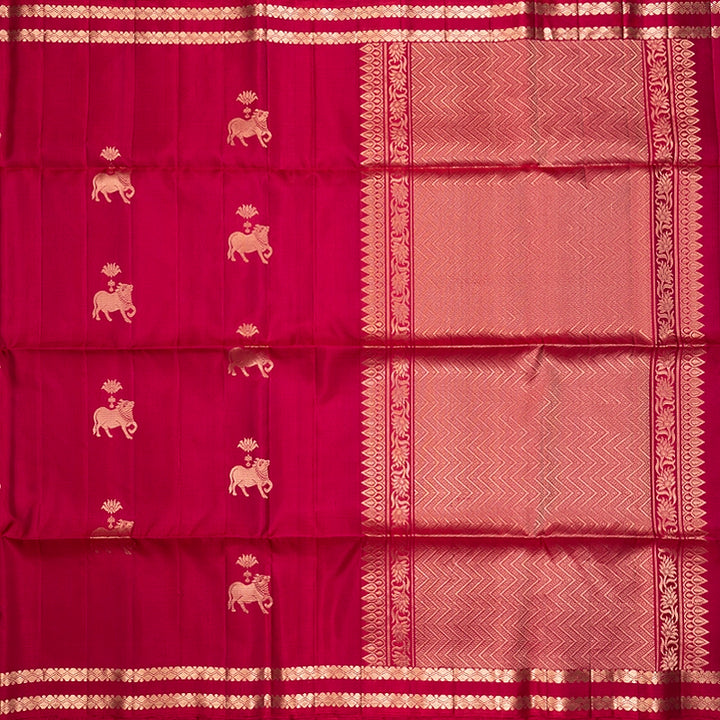 Hayagrivas Reddish-Pink Handloom Soft Silk Saree KBF883H20-4