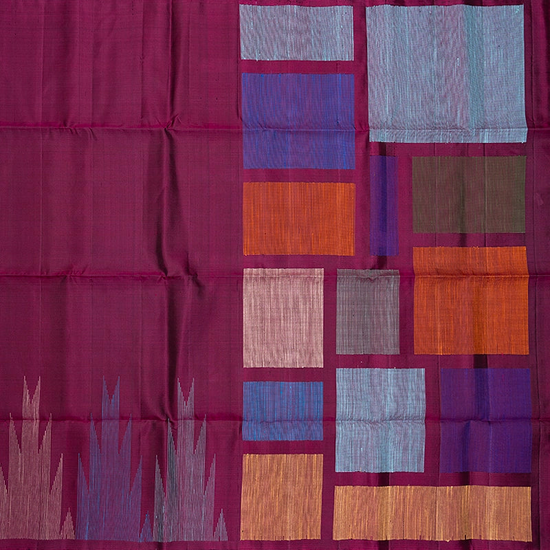 Hayagrivas Burgundy Handloom Soft Silk Saree KBF885H14-1