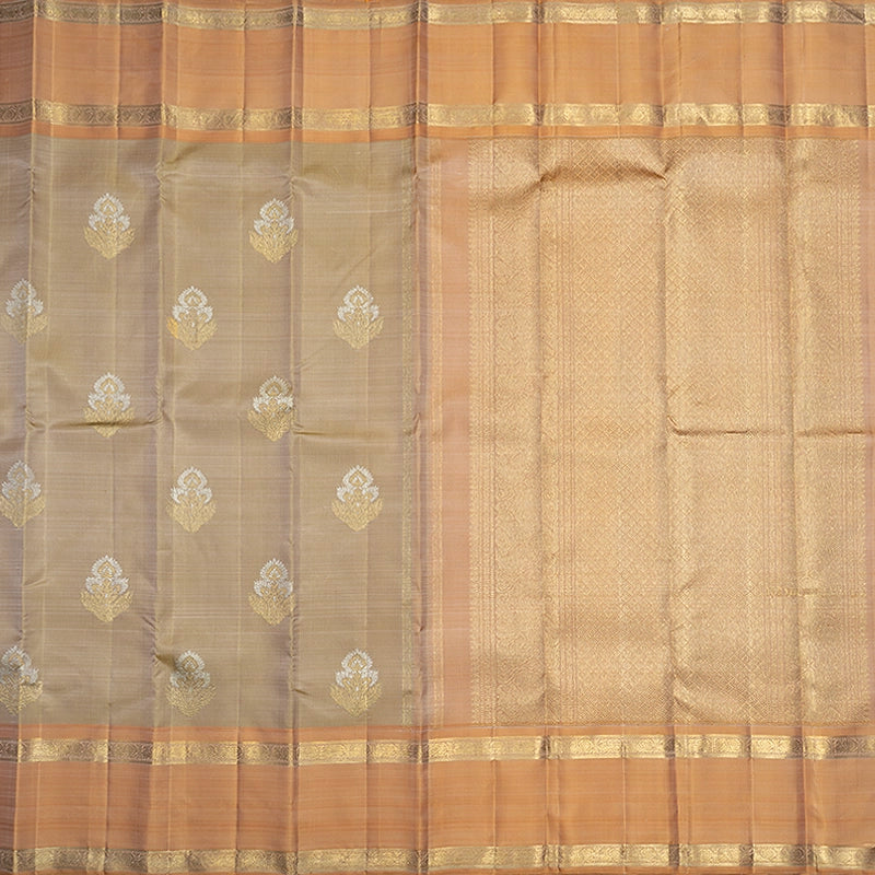 Hayagrivas Handloom Beige Kanjivaram Silk Saree with Peach Orange Border KBFL304J1-1-BF304-SBS