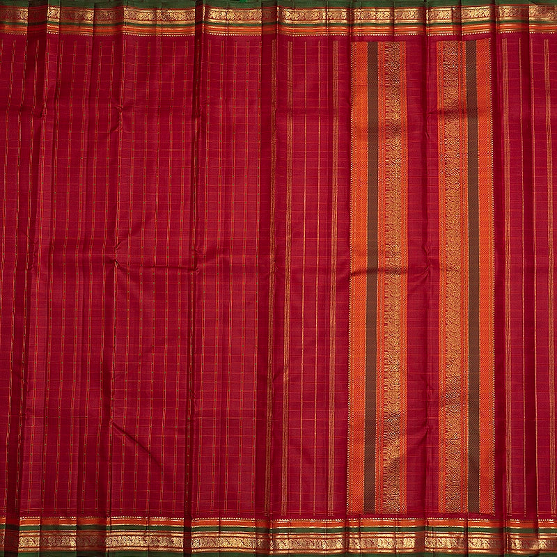 Hayagrivas Handloom Maroon Kanjivaram Silk Saree with Manthalir Green Border KBFL391J1-1-BF391-SBS