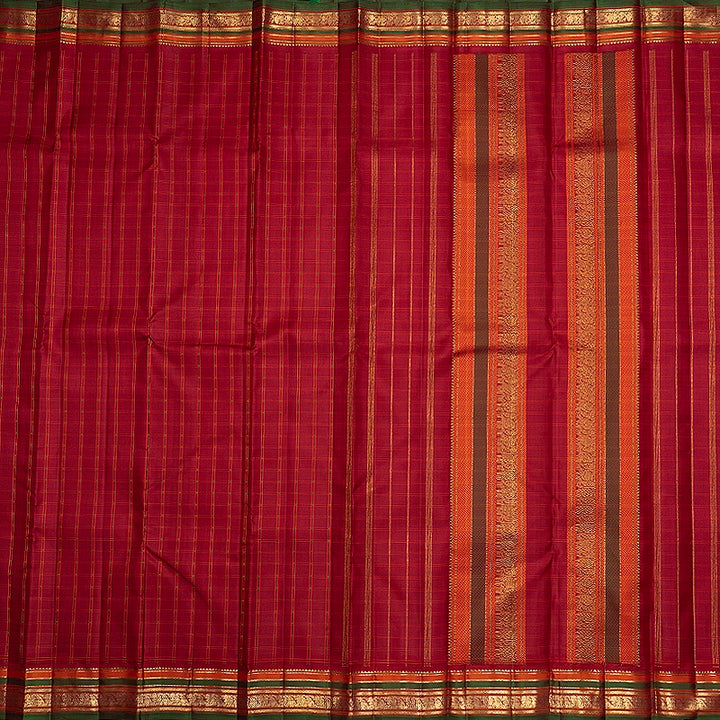 Hayagrivas Handloom Maroon Kanjivaram Silk Saree with Manthalir Green Border KBFL391J1-1-BF391-SBS