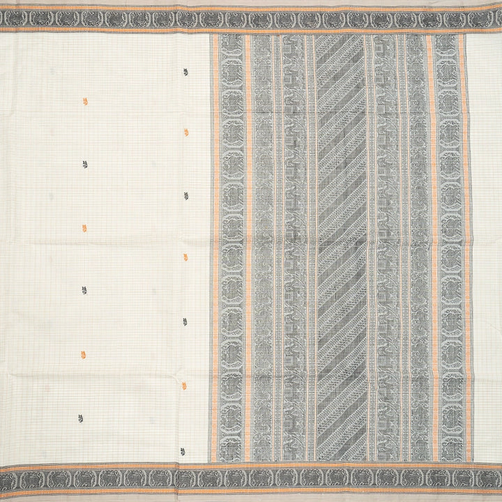 Hayagrivas Half-White Handloom Kanchi Cotton Saree SSCBF132H18-2