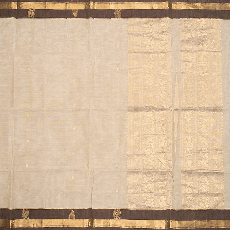 Hayagrivas Beige Handloom Kanchi Cotton Saree SSCBF132H20-5