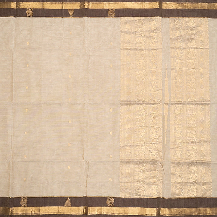 Hayagrivas Beige Handloom Kanchi Cotton Saree SSCBF132H20-5