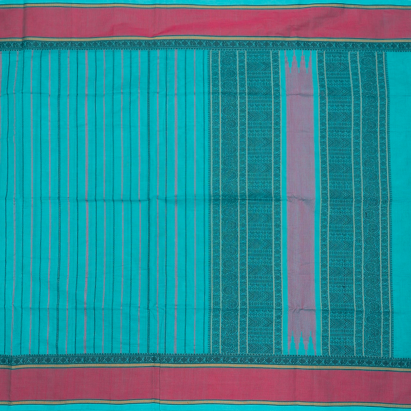 Hayagrivas Sea Blue Handloom Kanchi Cotton Saree SSCBF132H21-1