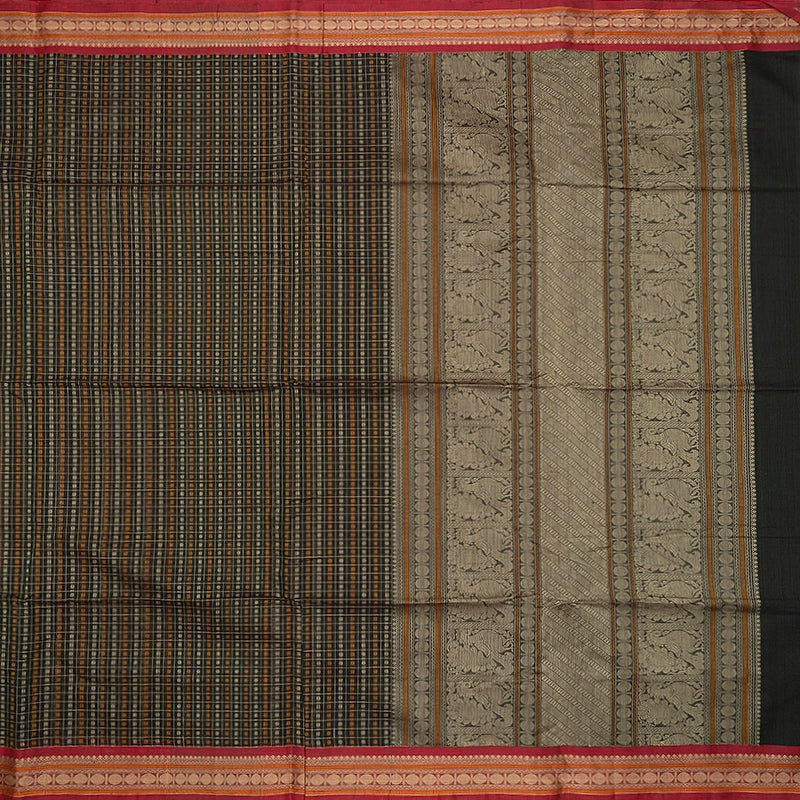 Hayagrivas Peacock Green Handloom Kanchi Cotton Saree SSCBF132H25-2