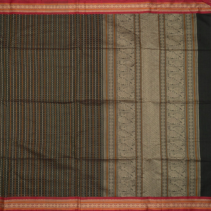 Hayagrivas Peacock Green Handloom Kanchi Cotton Saree SSCBF132H25-2
