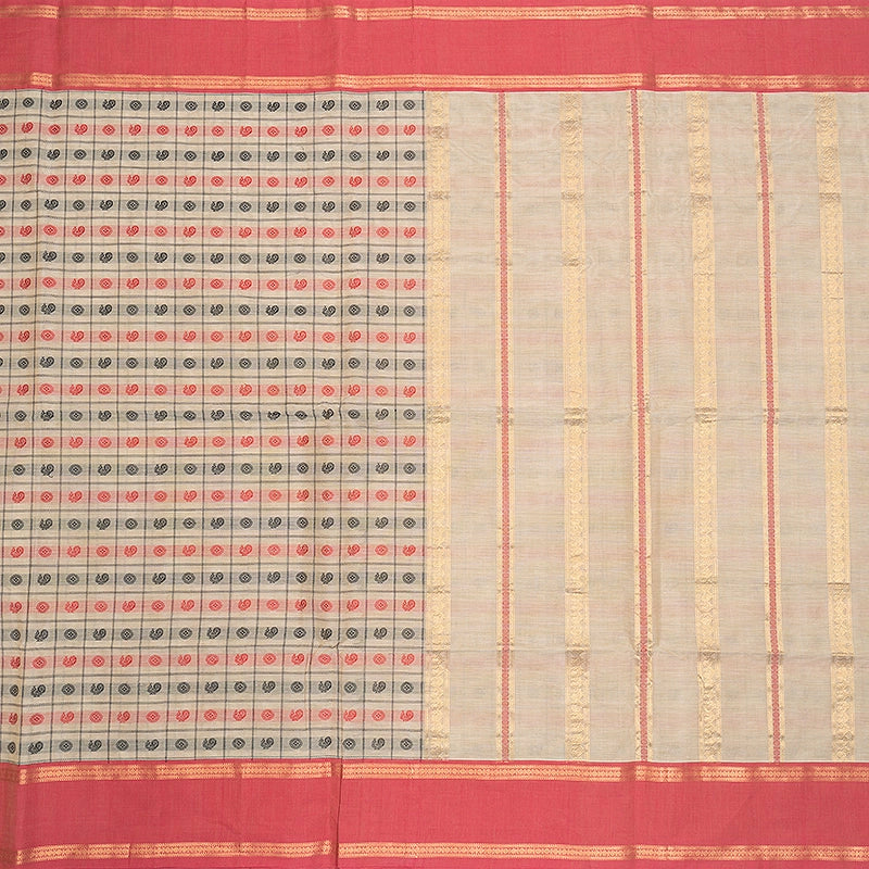 Hayagrivas Mild Beige Handloom Kanchi Cotton Saree SSCBF132H28-2