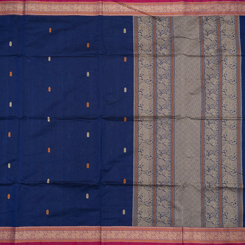 Hayagrivas Dark Blue Handloom Kanchi Cotton Saree SSCBF132H29-1