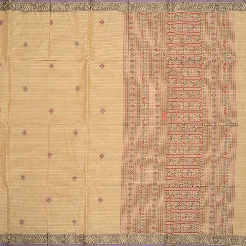 Hayagrivas Beige Handloom Kanchi Cotton Saree SSCBF132H6-1
