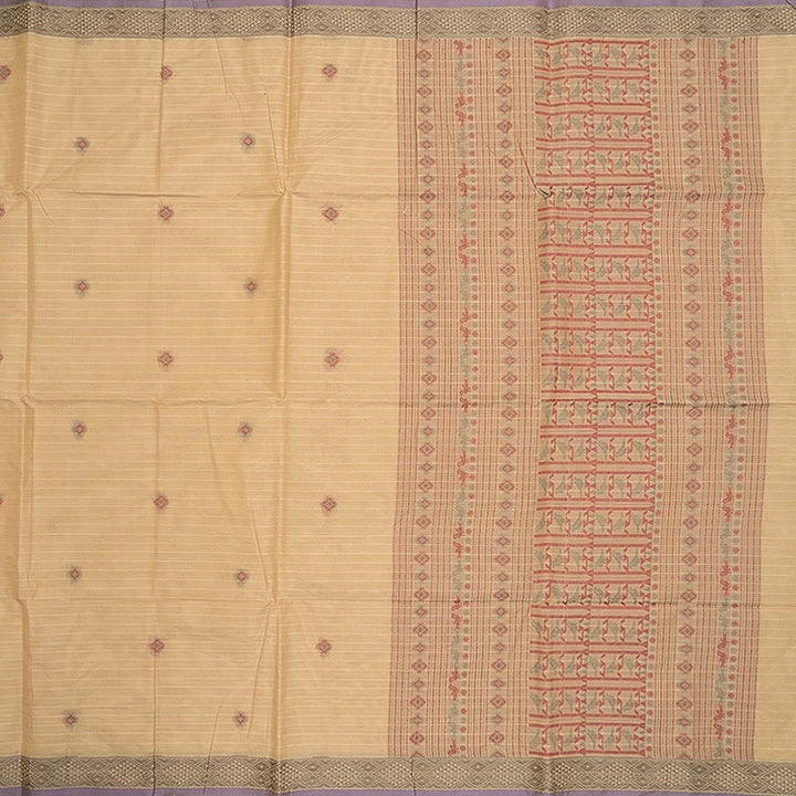 Hayagrivas Beige Handloom Kanchi Cotton Saree SSCBF132H6-1