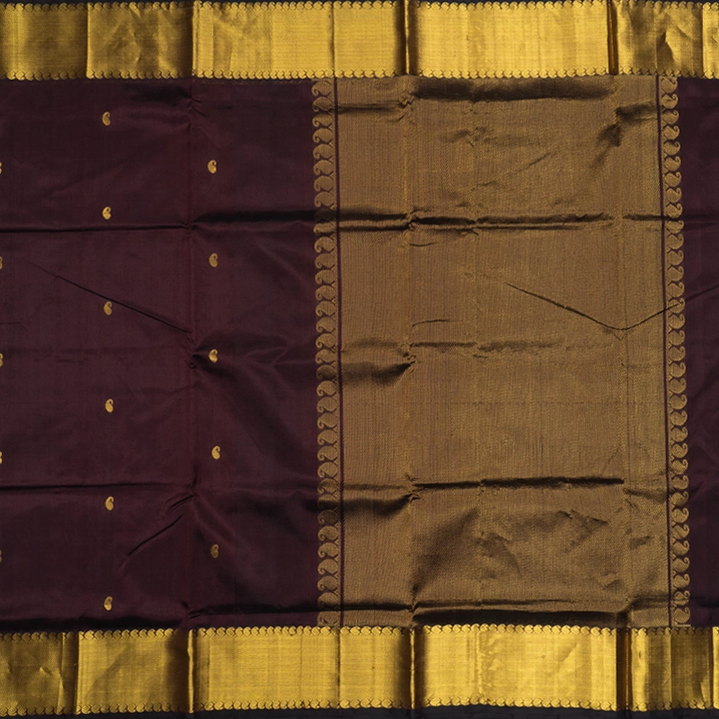 Hayagrivas Dark Brown Pure Silk Cotton Saree SSCBF137H5-1