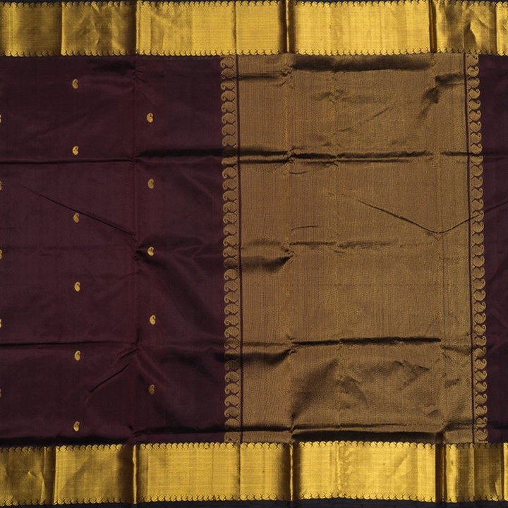 Hayagrivas Dark Brown Pure Silk Cotton Saree SSCBF137H5-1