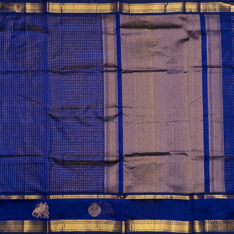 Hayagrivas Royal Blue Pure Silk Cotton Saree SSCBF137H6-1